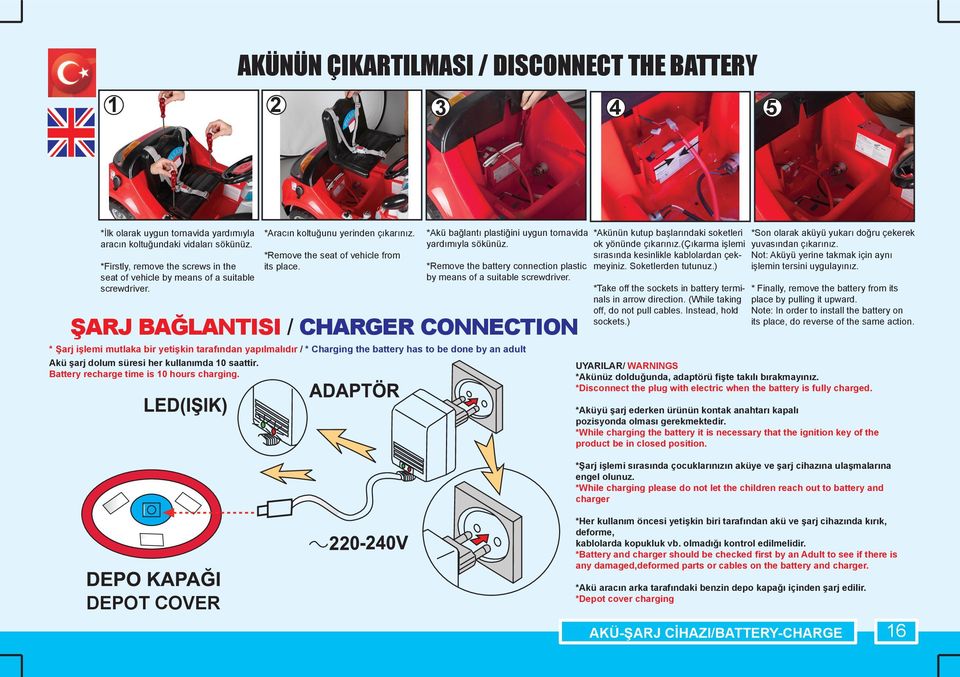 *Akü bağlantı plastiğini uygun tornavida yardımıyla sökünüz. *Remove the battery connection plastic by means of a suitable screwdriver.