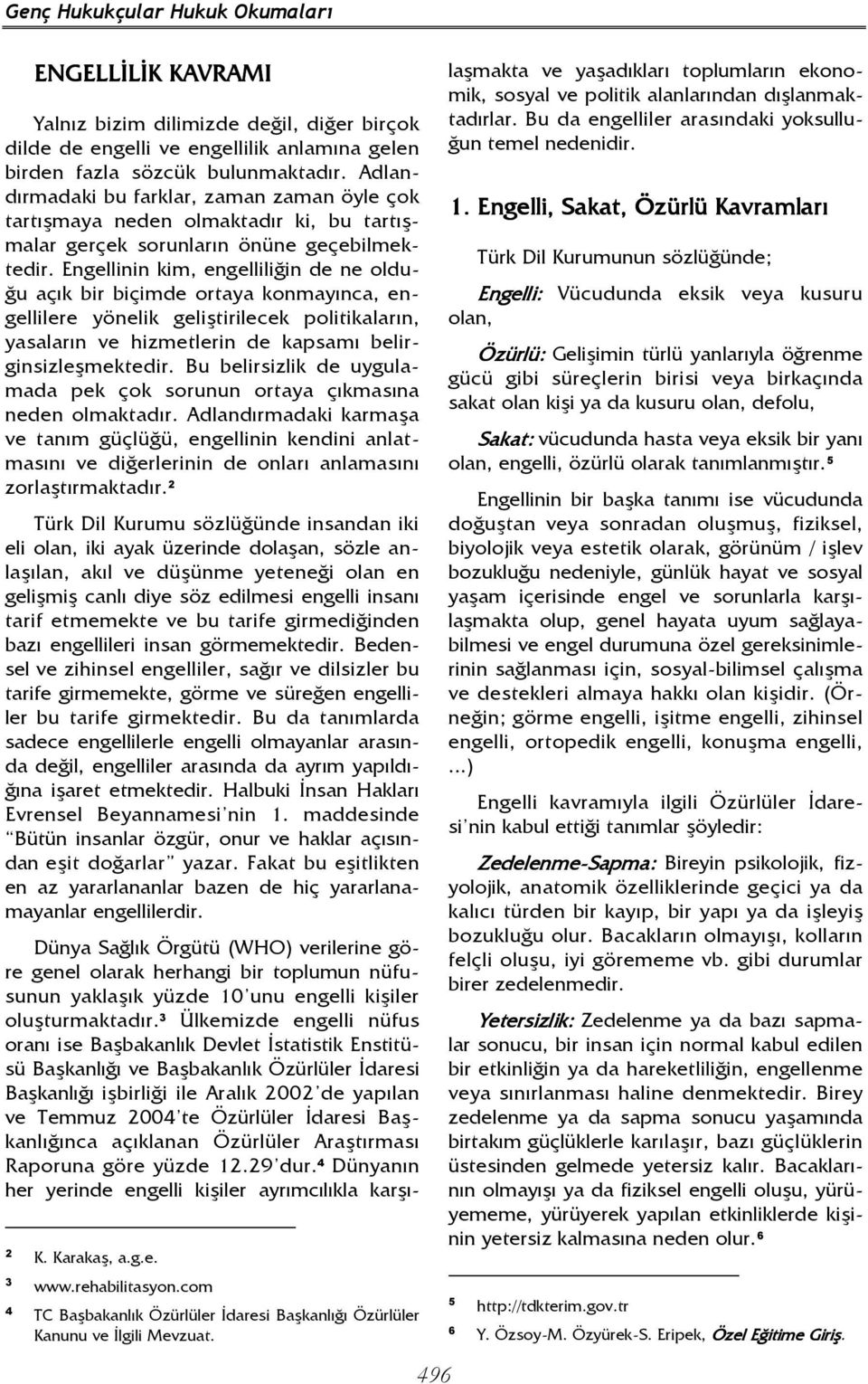 Engellinin kim, engelliliğin de ne olduğu açık bir biçimde ortaya konmayınca, engellilere yönelik geliştirilecek politikaların, yasaların ve hizmetlerin de kapsamı belirginsizleşmektedir.