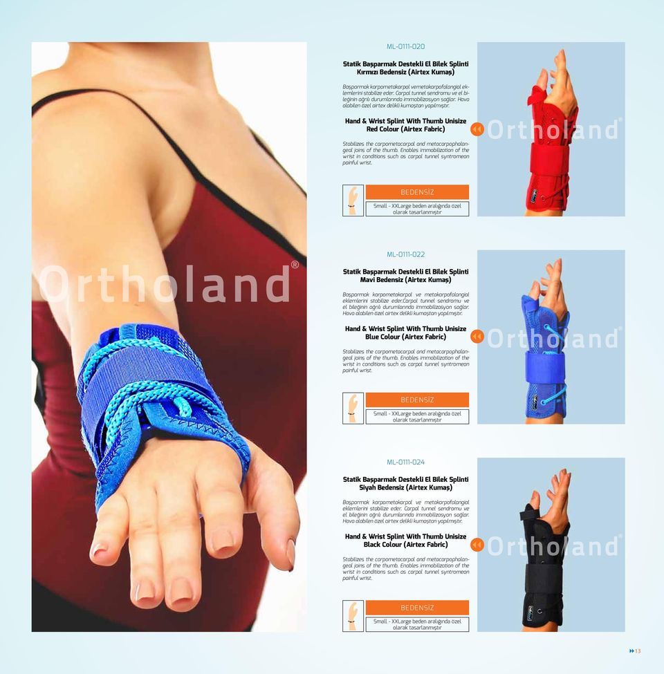 Hand & Wrist plint With Thumb Unisize Red Colour (Airtex Fabric) tabilizes the carpometacarpal and metacarpophalangeal joins of the thumb.