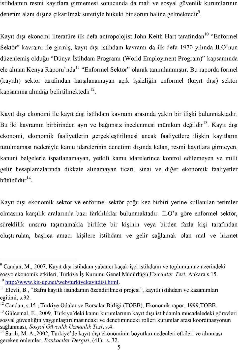 Dünya İstihdam Programı (World Employment Program) kapsamında ele alınan Kenya Raporu nda 11 Enformel Sektör olarak tanımlanmıştır.