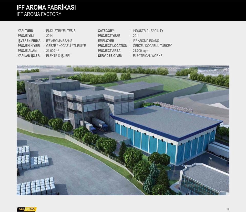 000 m 2 YAPILAN İŞLER : ELEKTRİK İŞLERİ CATEGORY : INDUSTRIAL FACILITY PROJECT YEAR : 2014 EMPLOYER