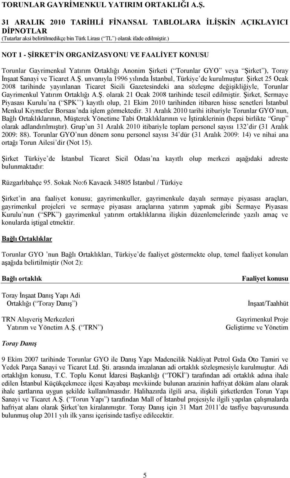 ġirket, Sermaye Piyasası Kurulu na ( SPK ) kayıtlı olup, 21 Ekim 2010 tarihinden itibaren hisse senetleri Ġstanbul Menkul Kıymetler Borsası nda iģlem görmektedir.