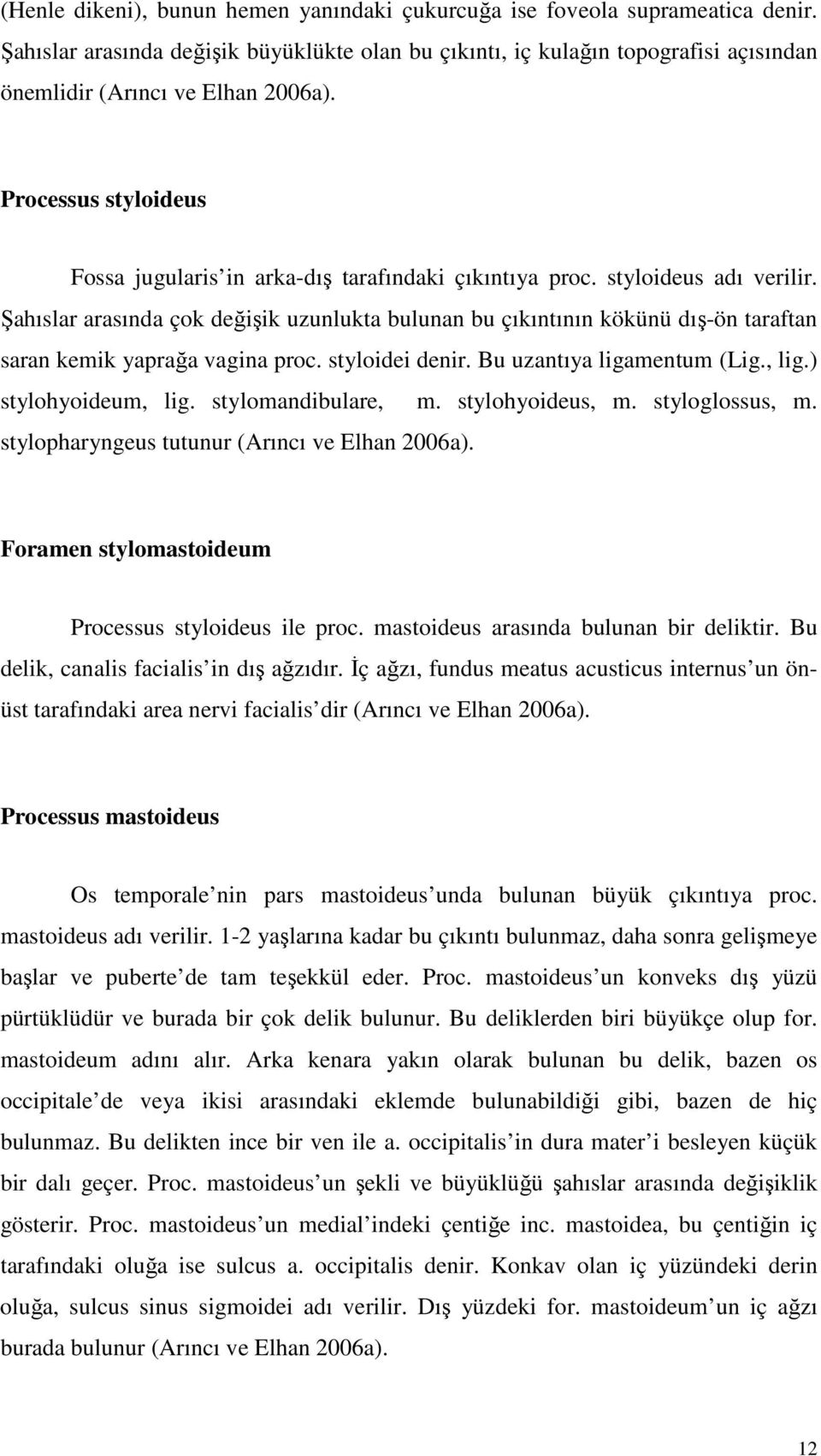 styloideus adı verilir. Şahıslar arasında çok değişik uzunlukta bulunan bu çıkıntının kökünü dış-ön taraftan saran kemik yaprağa vagina proc. styloidei denir. Bu uzantıya ligamentum (Lig., lig.