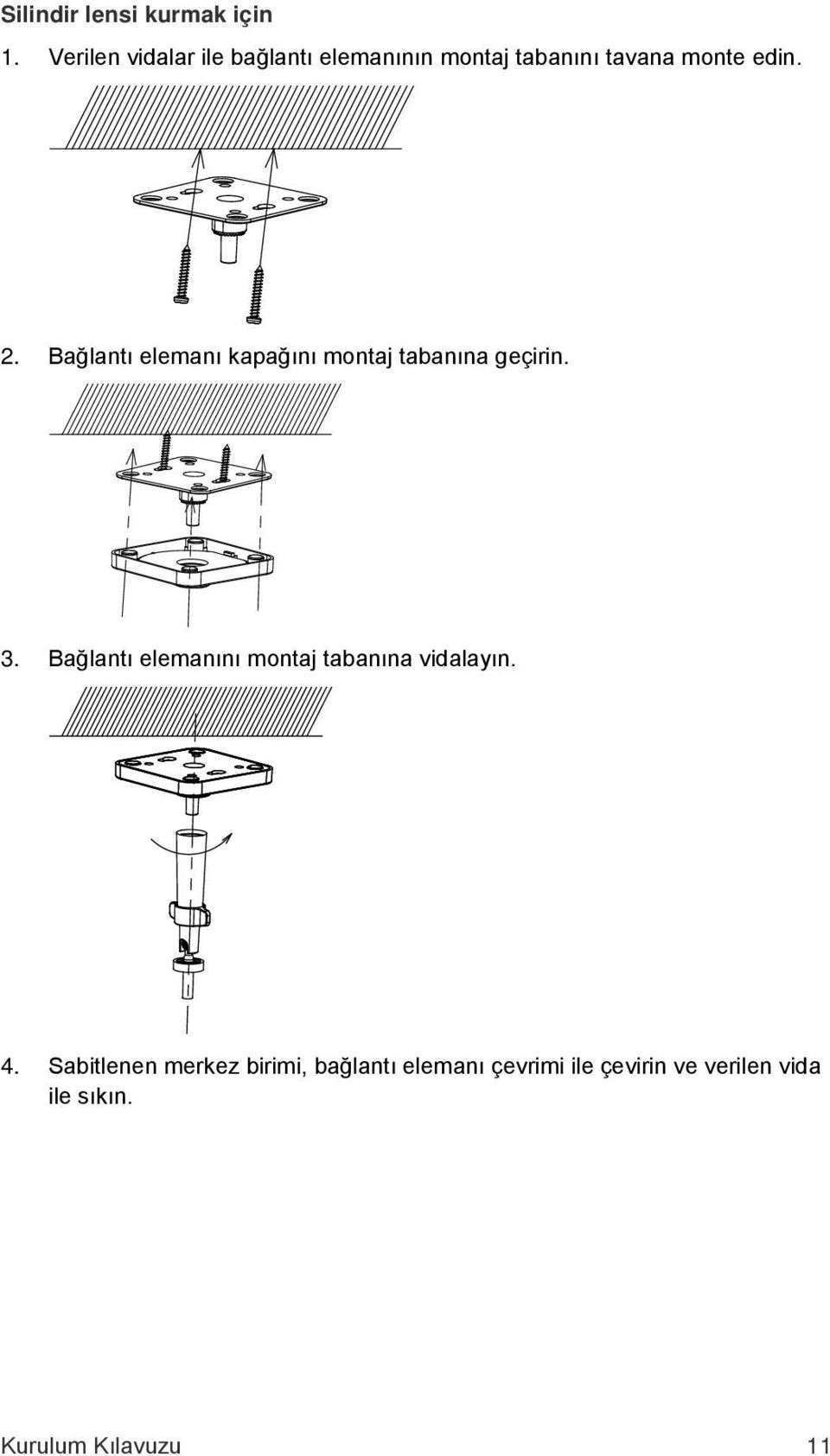 Bağlantı elemanı kapağını montaj tabanına geçirin. 3.