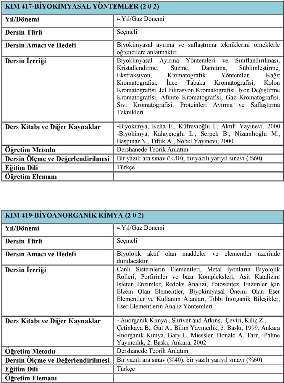 Kromatografisi, Jel Filtrasyon Kromatografisi, İyon Değiştirme Kromatografisi, Afinite Kromatografisi, Gaz Kromatografisi, Sıvı Kromatografisi, Proteinleri Ayırma ve Saflaştırma Teknikleri Ders