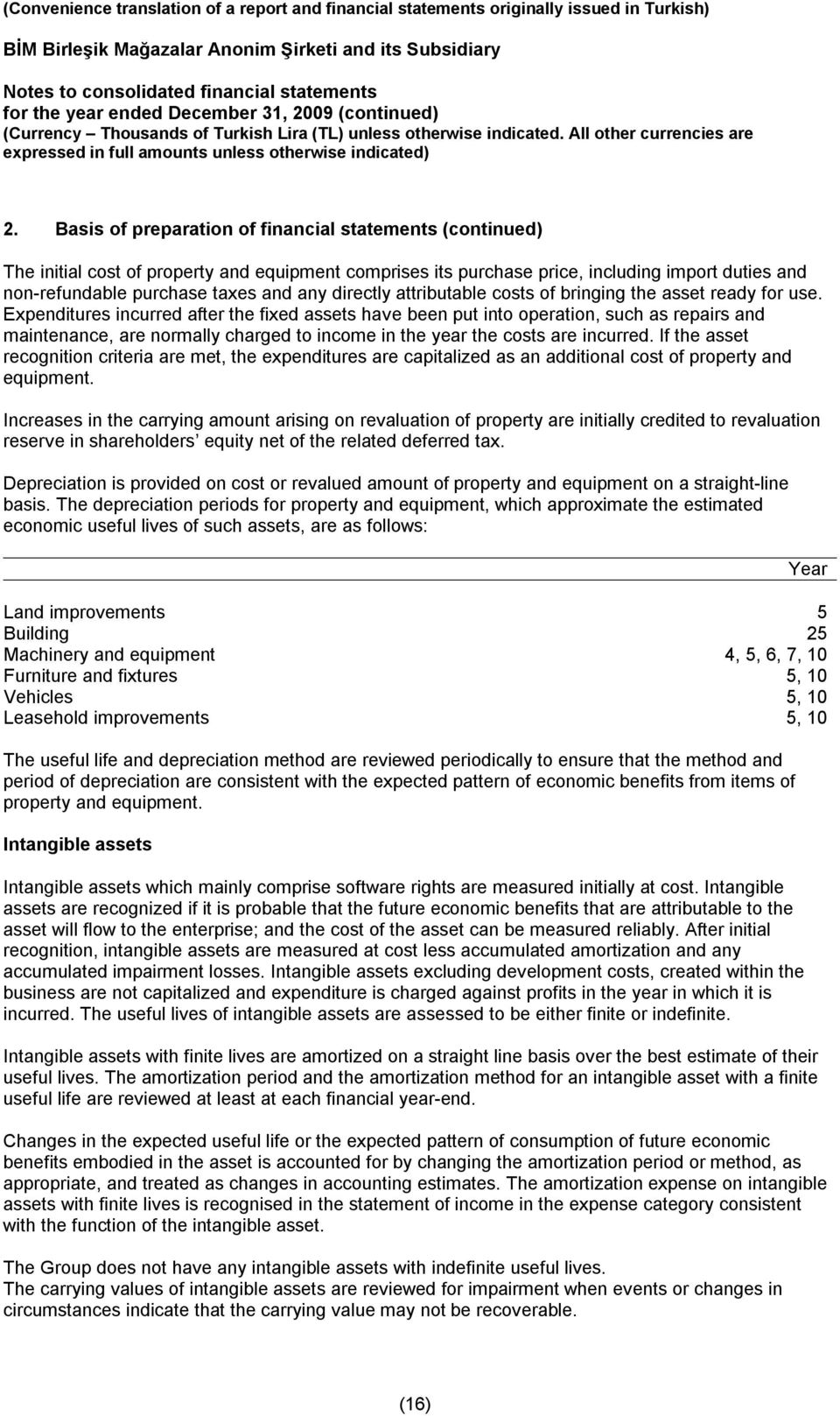 Basis of preparation of financial statements (continued) The initial cost of property and equipment comprises its purchase price, including import duties and non-refundable purchase taxes and any