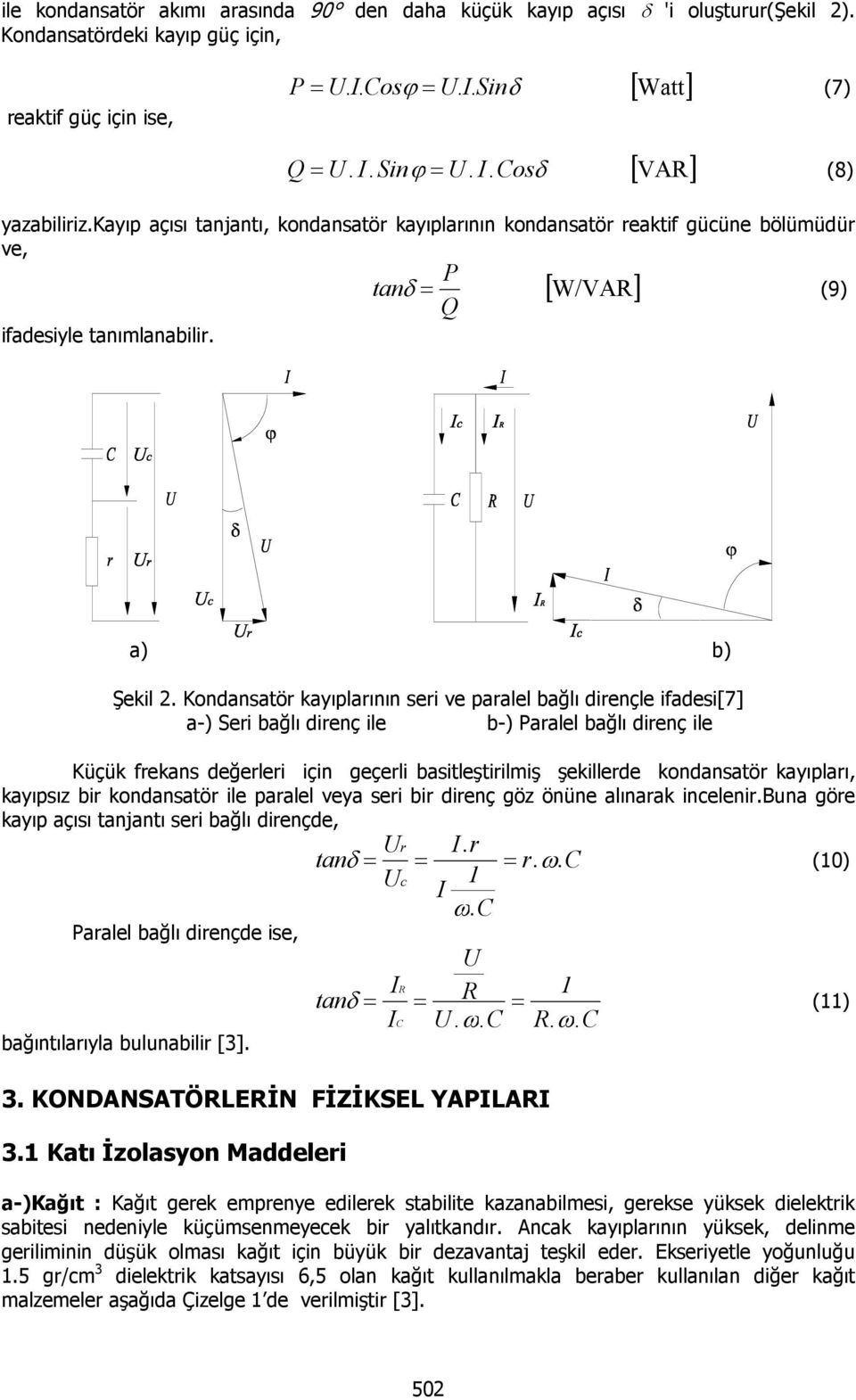 tan P Q δ= [ ] W/VAR (9) a) b) Şekil.