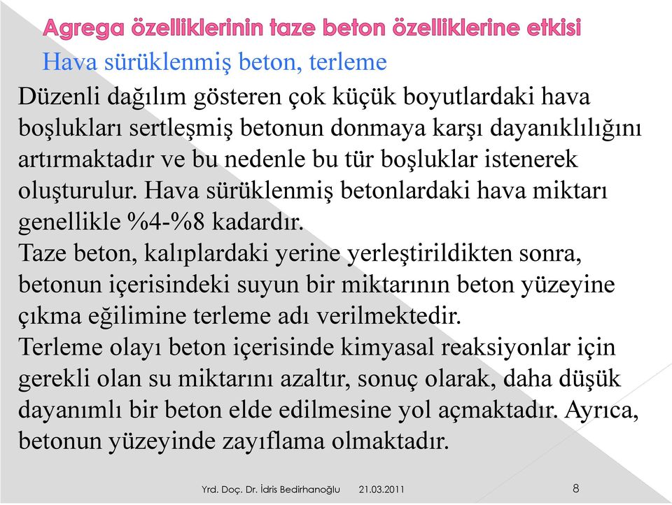 Taze beton, kalıplardaki yerine yerleştirildikten sonra, betonun içerisindeki suyun bir miktarının beton yüzeyine çıkma eğilimine terleme adı verilmektedir.