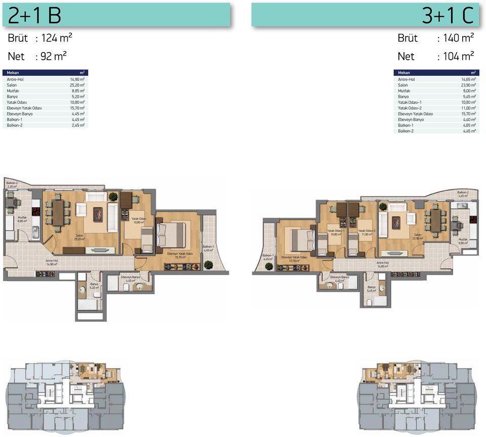 10,80 m² 11,00 m² 15,70 m² 4,40 m² 4,65 m² 4,45 m² Balkon-2 2,45 m² Balkon-2 4,45 m² Mutfak 8,85 m² Yatak Odası 10,80 m² Antre-Hol 14,90 m² Salon 25,20 m² Ebeveyn Yatak Odası 15,70 m² Balkon-1 4,45