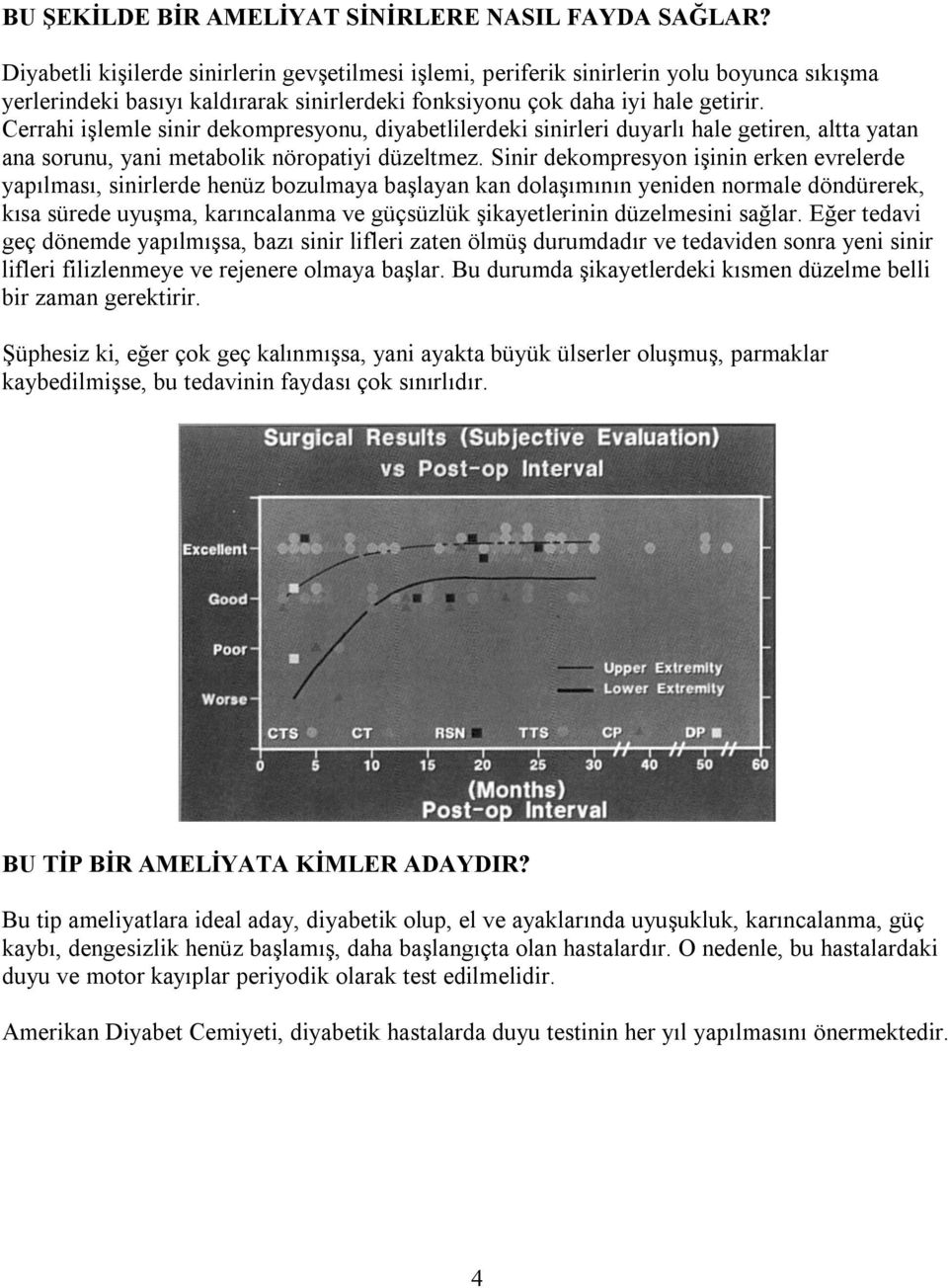 Cerrahi işlemle sinir dekompresyonu, diyabetlilerdeki sinirleri duyarlı hale getiren, altta yatan ana sorunu, yani metabolik nöropatiyi düzeltmez.