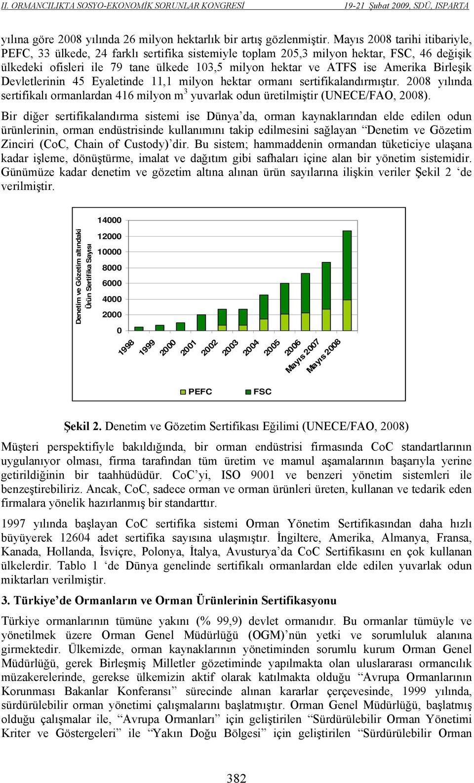 Birleşik Devletlerinin 45 Eyaletinde 11,1 milyon hektar ormanı sertifikalandırmıştır. 2008 yılında sertifikalı ormanlardan 416 milyon m 3 yuvarlak odun üretilmiştir (UNECE/FAO, 2008).