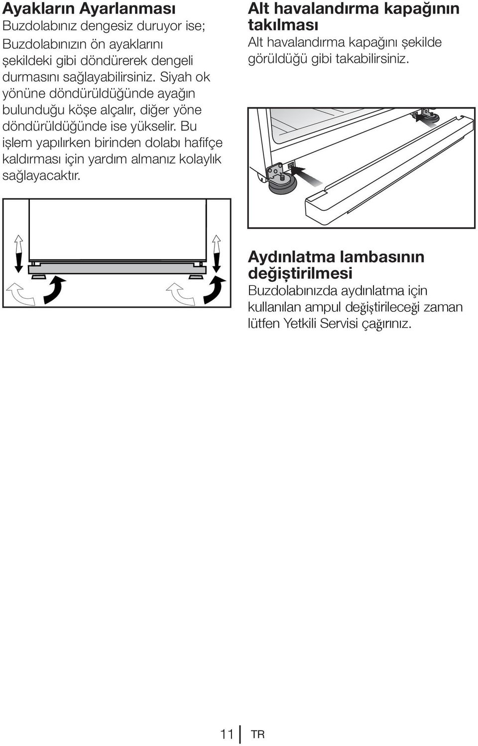 Bu işlem yapılırken birinden dolabı hafifçe kaldırması için yardım almanız kolaylık sağlayacaktır.