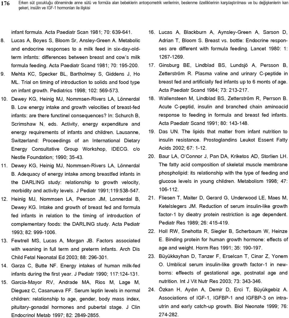 Metabolic and endocrine responses to a milk feed in six-day-oldterm infants: differences between breast and cow s milk formula feeding. Acta Paediatr Scand 1981; 7: 195-2. 9.