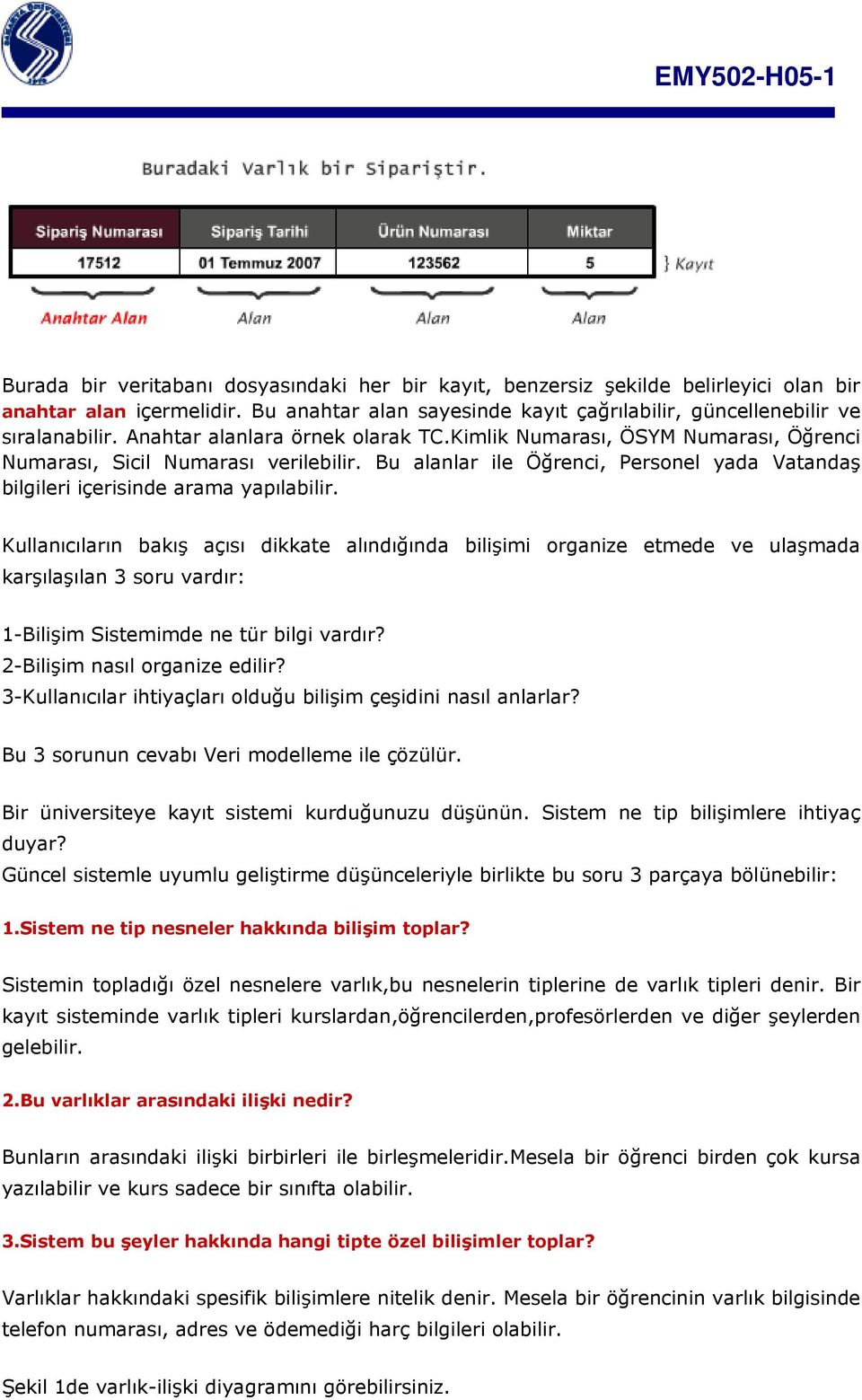 Kullanıcıların bakış açısı dikkate alındığında bilişimi organize etmede ve ulaşmada karşılaşılan 3 soru vardır: 1-Bilişim Sistemimde ne tür bilgi vardır? 2-Bilişim nasıl organize edilir?