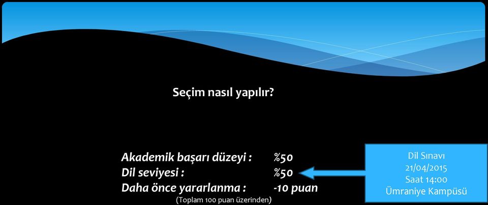 %50 Daha önce yararlanma : -10 puan (Toplam