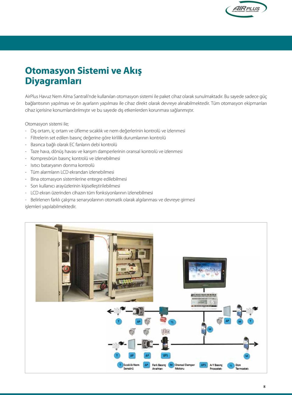 Tüm otomasyon ekipmanları cihaz içerisine konumlandırılmıştır ve bu sayede dış etkenlerden korunması sağlanmıştır.