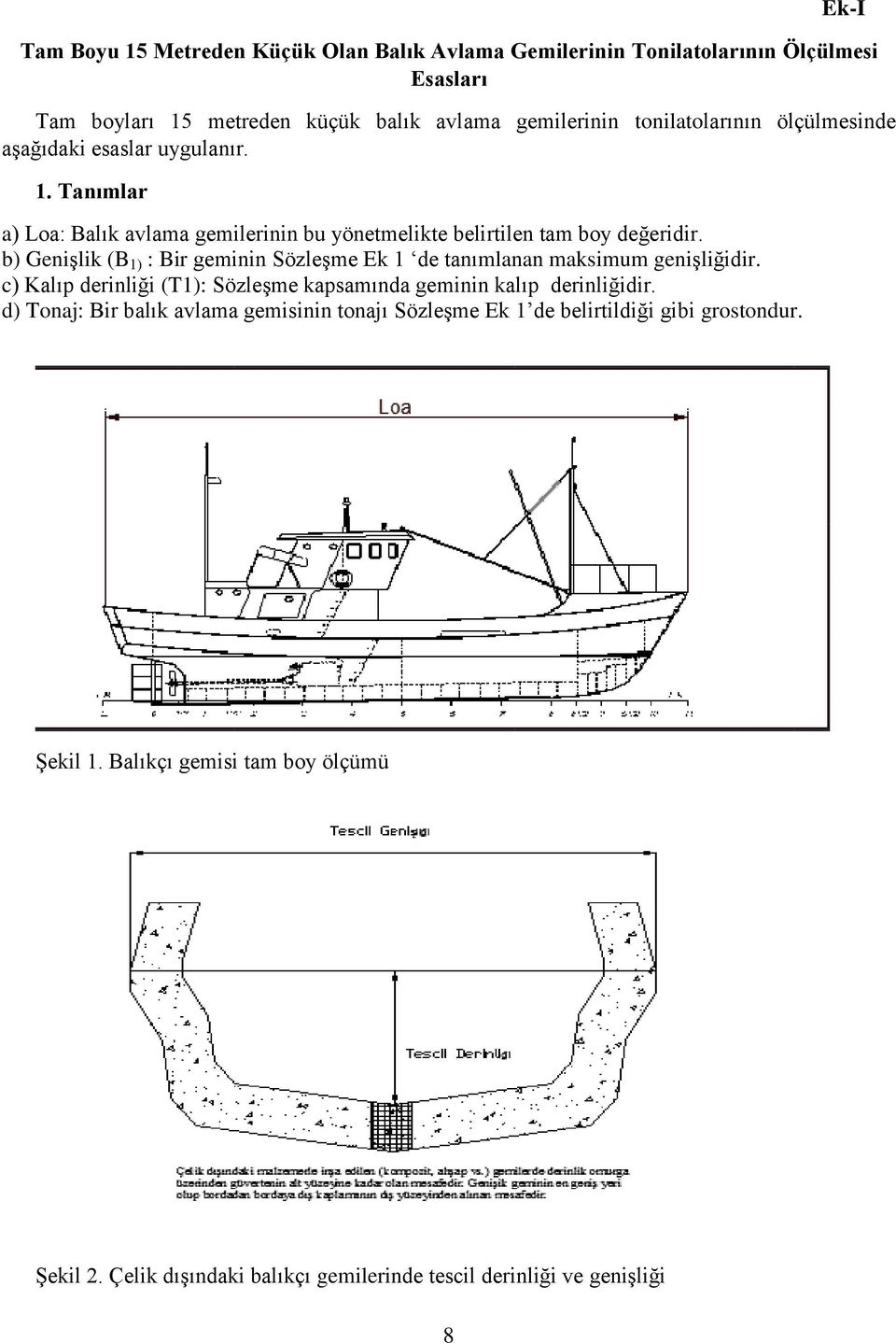 b) Genişlik (B 1) : Bir geminin Sözleşme Ek 1 de tanımlanan maksimum genişliğidir. c) Kalıp derinliği (T1): Sözleşme kapsamında geminin kalıp derinliğidir.