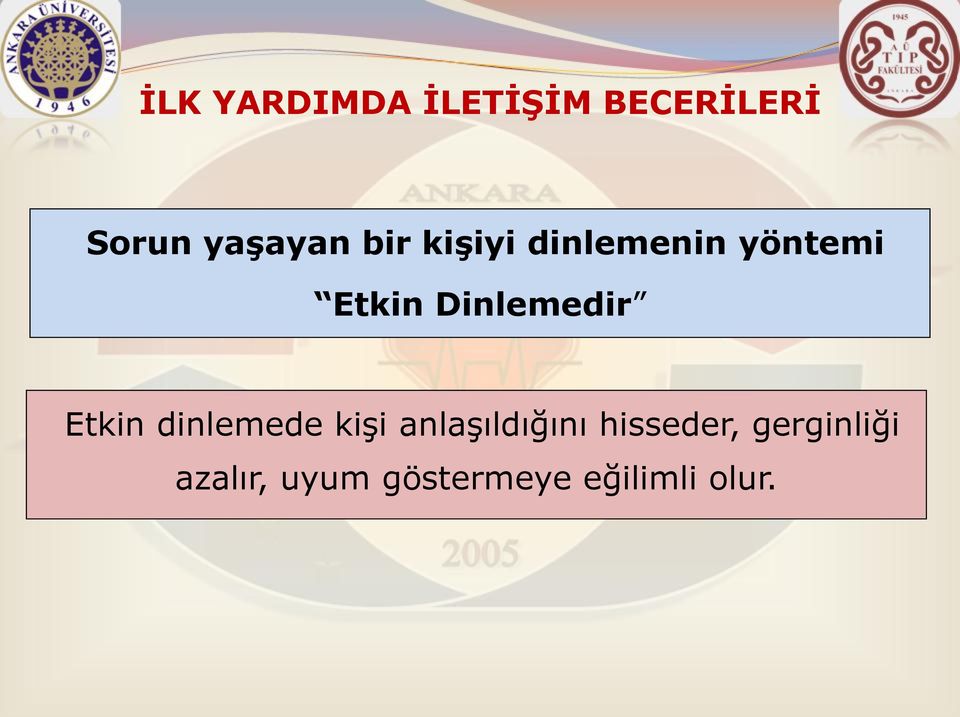 Etkin dinlemede kişi anlaşıldığını hisseder,