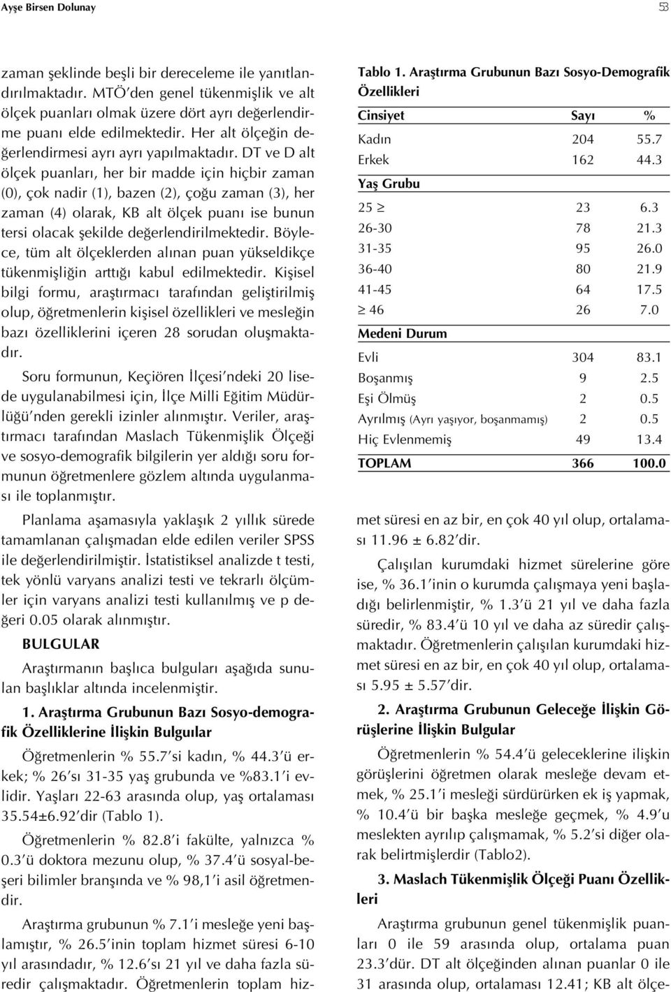 DT ve D alt ölçek puanları, her bir madde için hiçbir zaman (0), çok nadir (1), bazen (2), çoğu zaman (3), her zaman (4) olarak, KB alt ölçek puanı ise bunun tersi olacak şekilde