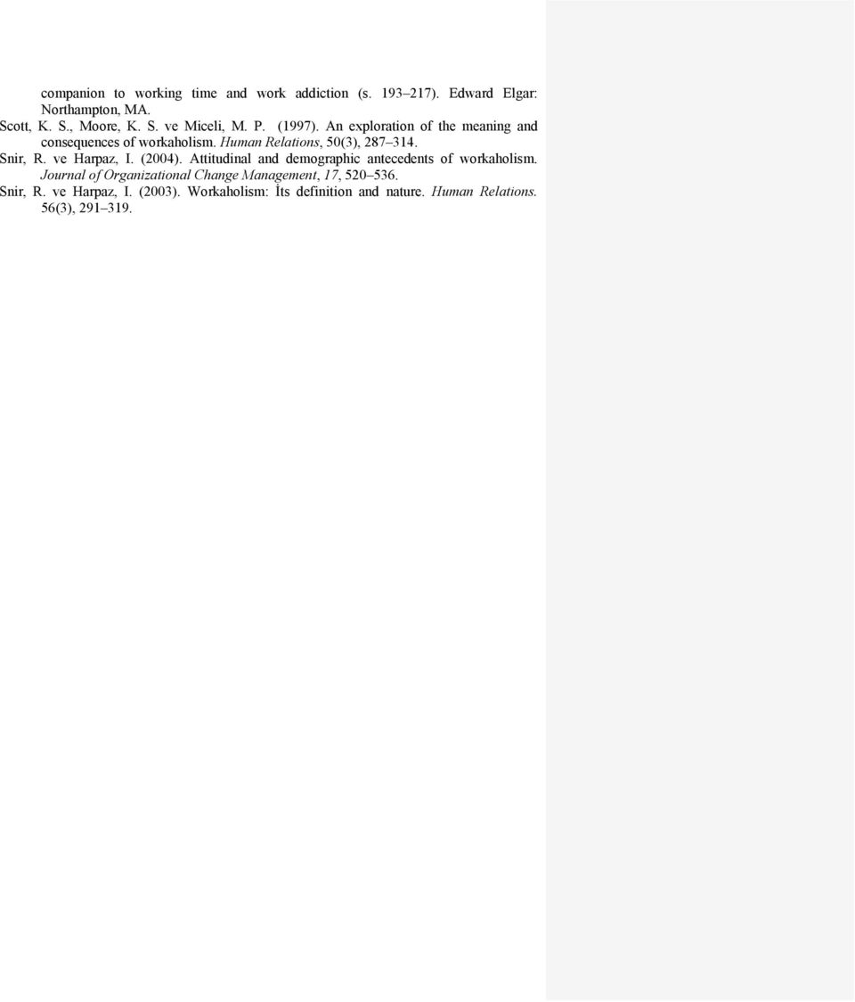 ve Harpaz, I. (2004). Attitudinal and demographic antecedents of workaholism.