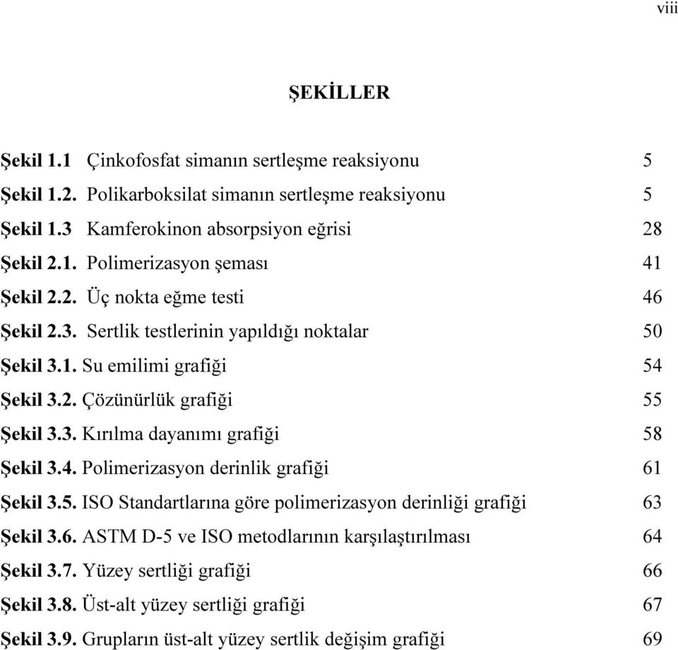 2. Çözünürlük grafiği 55 Şekil 3.3. Kırılma dayanımı grafiği 58 Şekil 3.4. Polimerizasyon derinlik grafiği 61 Şekil 3.5. ISO Standartlarına göre polimerizasyon derinliği grafiği 63 Şekil 3.