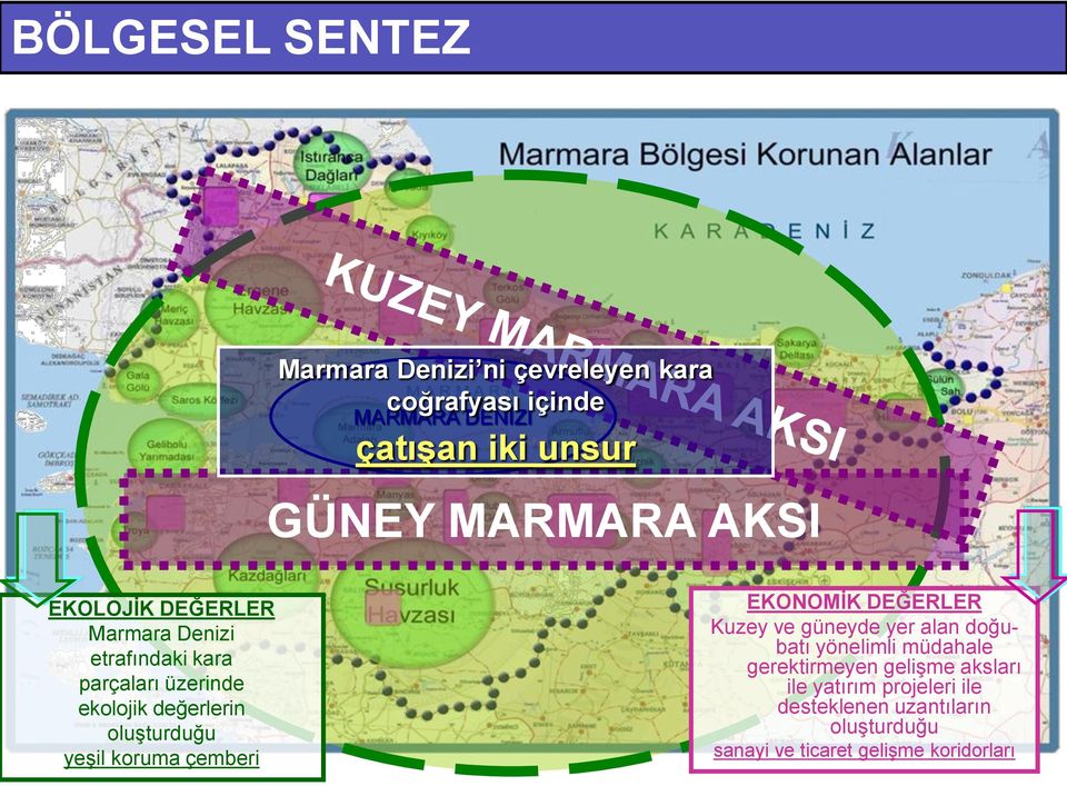 oluşturduğu yeşil koruma çemberi EKONOMİK DEĞERLER Kuzey ve güneyde yer alan doğubatı yönelimli müdahale