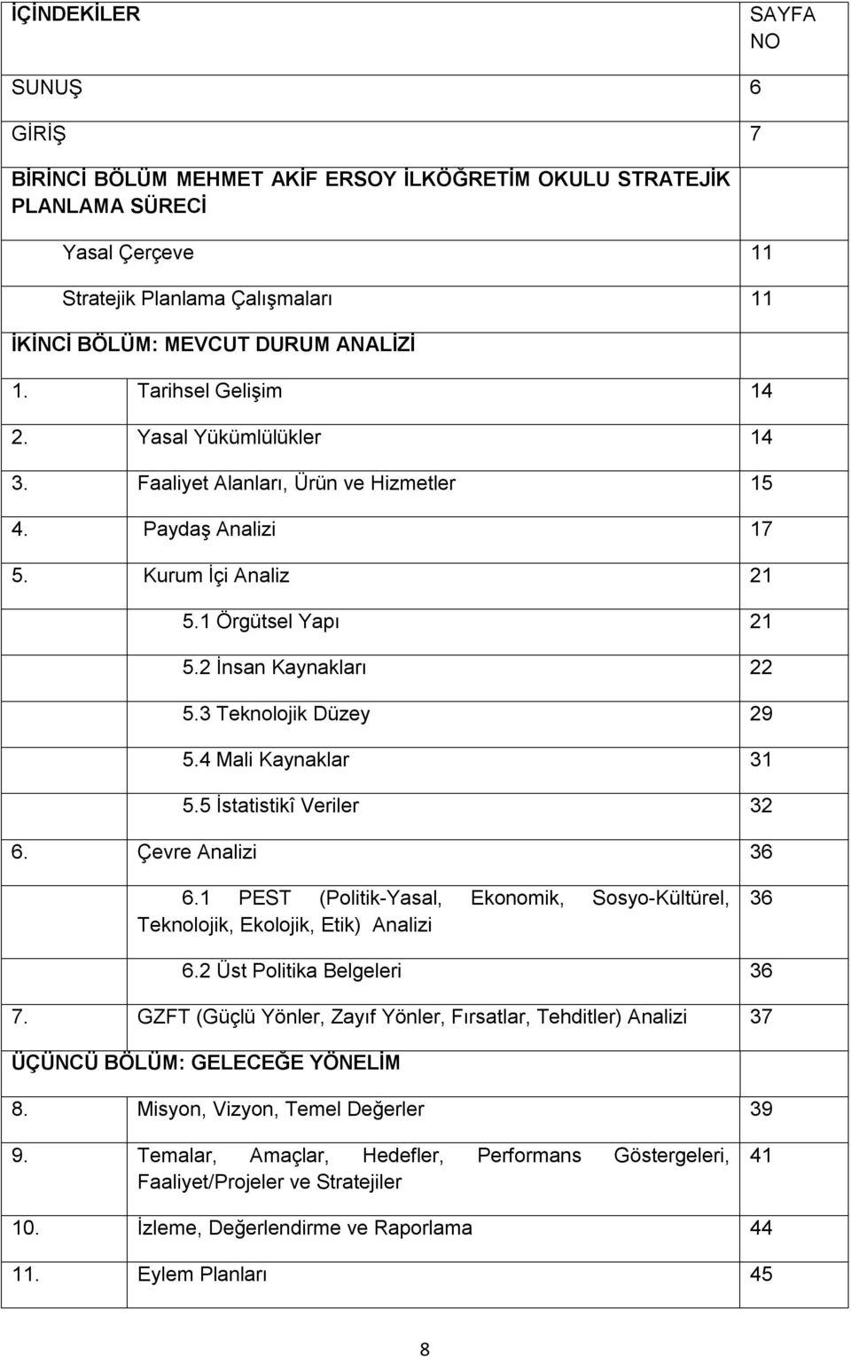 3 Teknolojik Düzey 29 5.4 Mali Kaynaklar 31 5.5 İstatistikî Veriler 32 6. Çevre Analizi 36 6.1 PEST (Politik-Yasal, Ekonomik, Sosyo-Kültürel, Teknolojik, Ekolojik, Etik) Analizi 36 6.