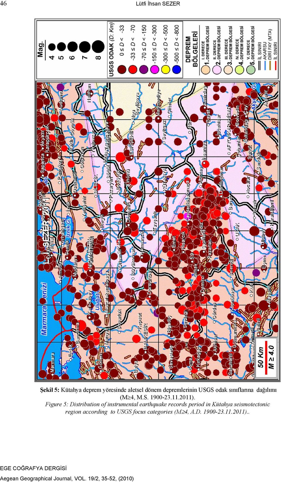 Figure 5: Distribution of instrumental earthquake records period in Kütahya