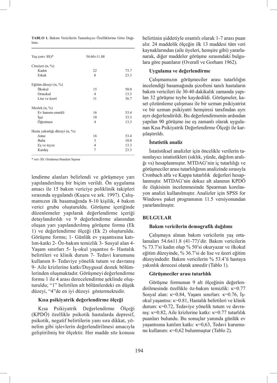 3 * ort± SS: Ortalama±Standart Sapma lendirme alanları belirlendi ve görüşmeye yarı yapılandırılmış bir biçim verildi.