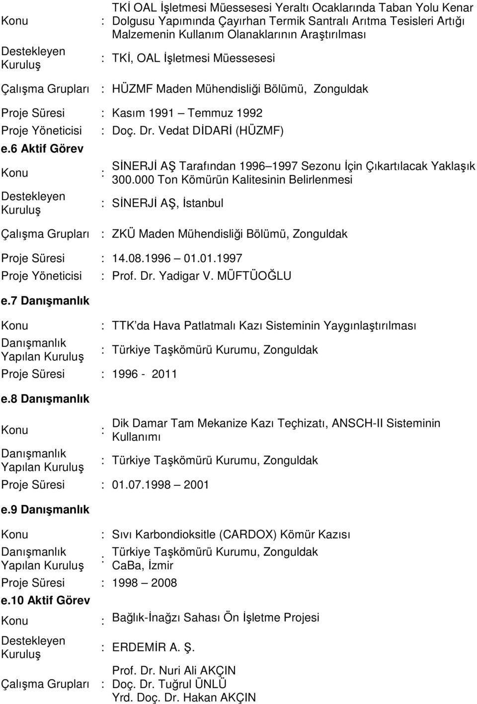 Vedat DİDARİ (HÜZMF) SİNERJİ AŞ Tarafından 1996 1997 Sezonu İçin Çıkartılacak Yaklaşık 300.