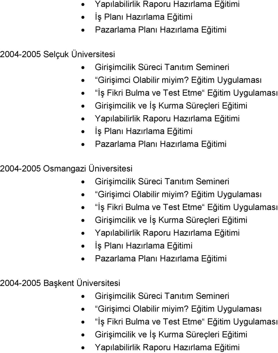 Selçuk Üniversitesi 2004-2005 Osmangazi