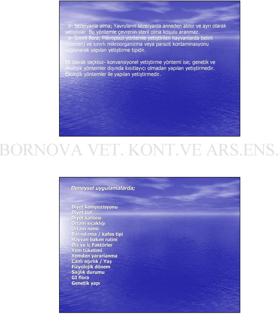 Ek olarak seçkisiz- konvansiyonel yetiştirme yöntemi ise; genetik ve ekolojik yöntemler dışında kısıtlayıcı olmadan yapılan yetiştirmedir. Ekolojik yöntemler ile yapılan yetiştirmedir.