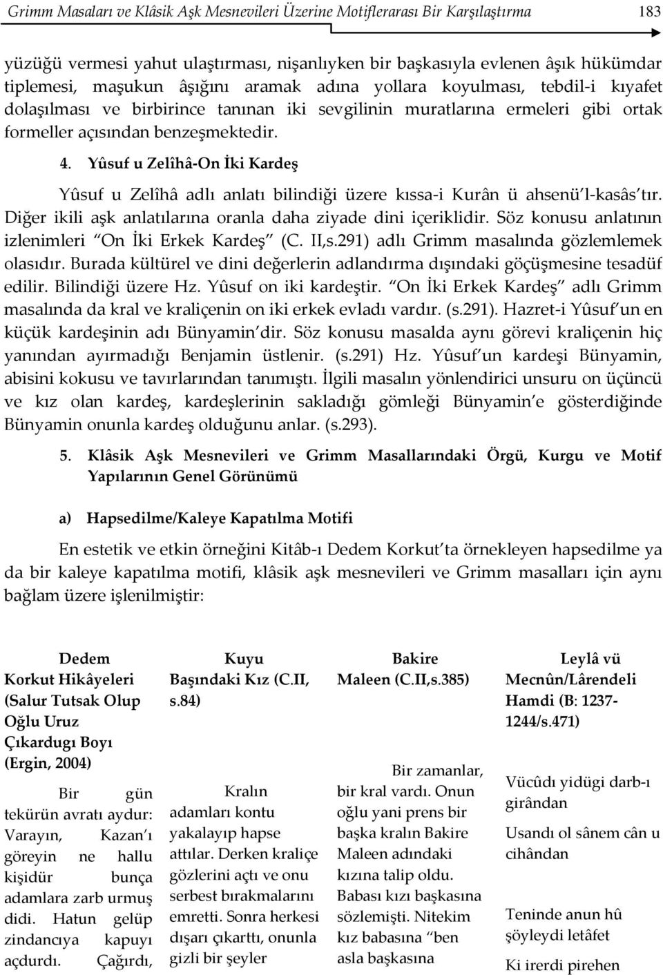 Yûsuf u Zelîhâ-On İki Kardeş Yûsuf u Zelîhâ adlı anlatı bilindiği üzere kıssa-i Kurân ü ahsenü l-kasâs tır. Diğer ikili aşk anlatılarına oranla daha ziyade dini içeriklidir.