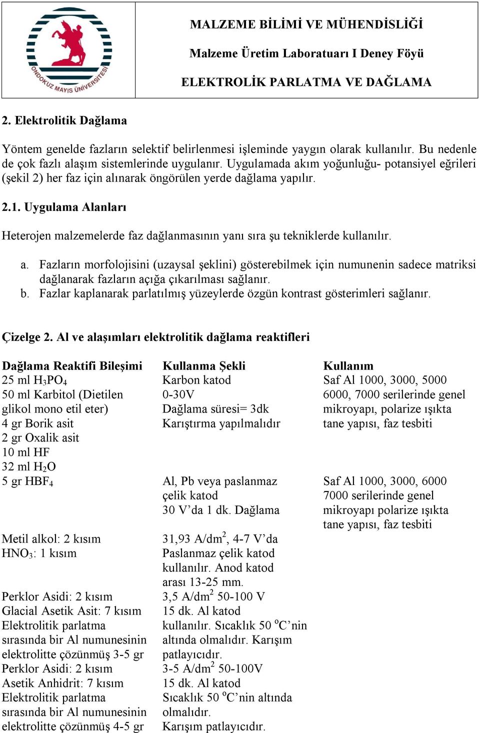 Uygulama Alanları Heterojen malzemelerde faz dağlanmasının yanı sıra şu tekniklerde kullanılır. a.