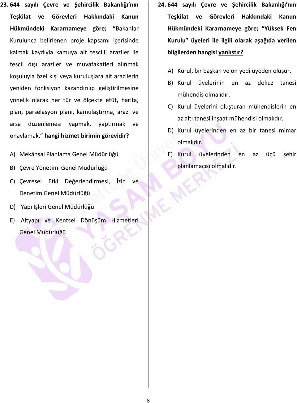 ölçekte etüt, harita, plan, parselasyon planı, kamulaştırma, arazi ve arsa düzenlemesi yapmak, yaptırmak ve onaylamak. hangi hizmet birimin görevidir?