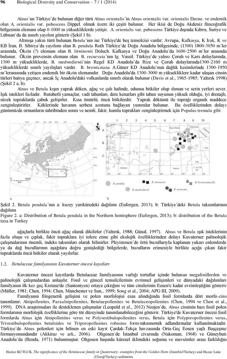 pubescens Türkiye dışında Kıbrıs, Suriye ve Lübnan da da sınırlı yayılım gösterir (Şekil 1 b).