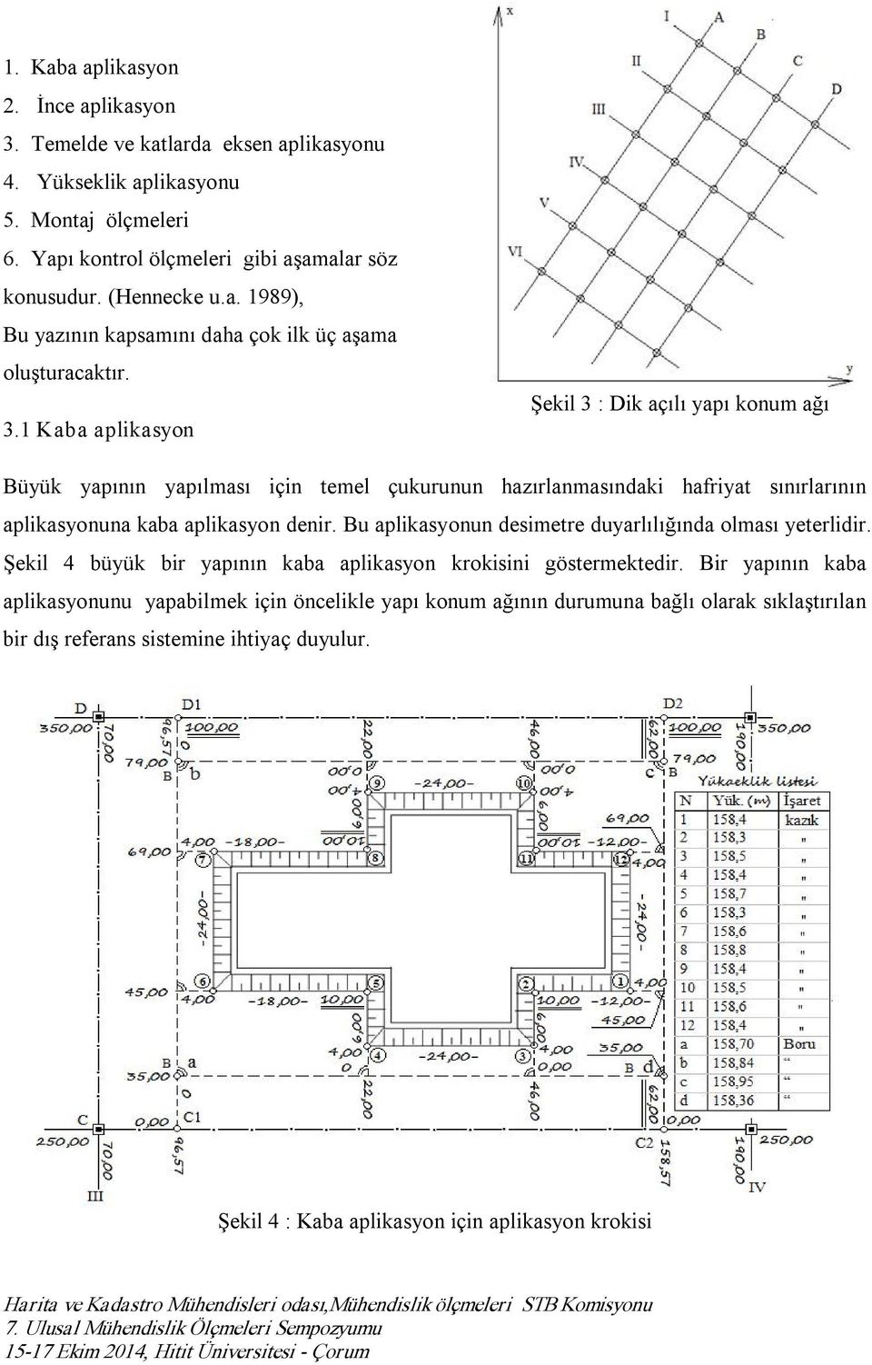 Bu aplikasyonun desimetre duyarlılığında olması yeterlidir. Şekil 4 büyük bir yapının kaba aplikasyon krokisini göstermektedir.