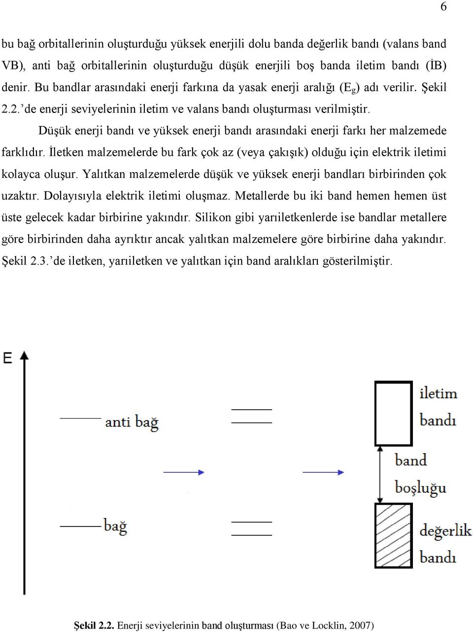 Düşük enerji bandı ve yüksek enerji bandı arasındaki enerji farkı her malzemede farklıdır. İletken malzemelerde bu fark çok az (veya çakışık) olduğu için elektrik iletimi kolayca oluşur.