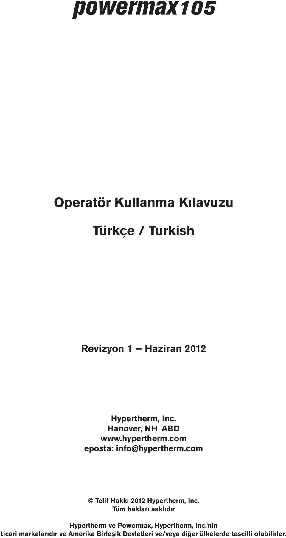 com Telif Hakkı 2012 Hypertherm, Inc.