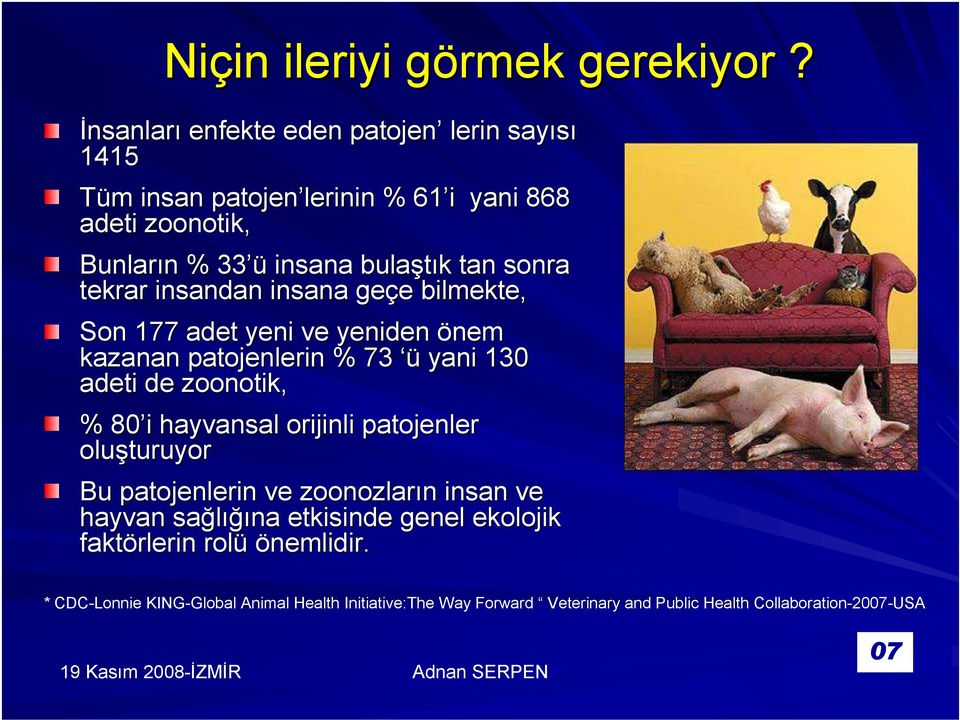 tekrar insandan insana geçe bilmekte, Son 177 adet yeni ve yeniden önem kazanan patojenlerin % 73 ü yani 130 adeti de zoonotik, % 80 i hayvansal