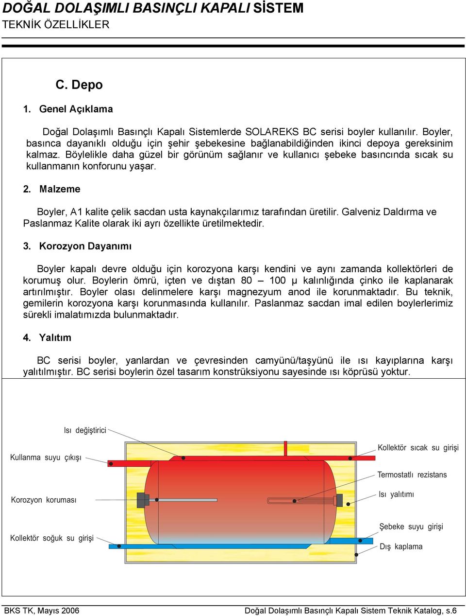 Böylelikle daha güzel bir görünüm sağlanır ve kullanıcı şebeke basıncında sıcak su kullanmanın konforunu yaşar. 2. Malzeme Boyler, A1 kalite çelik sacdan usta kaynakçılarımız tarafından üretilir.