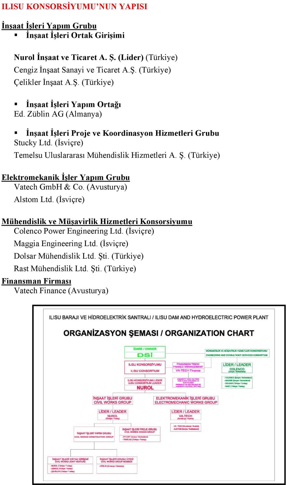 (İsviçre) Temelsu Uluslararası Mühendislik Hizmetleri A. Ş. (Türkiye) Elektromekanik İşler Yapım Grubu Vatech GmbH & Co. (Avusturya) Alstom Ltd.