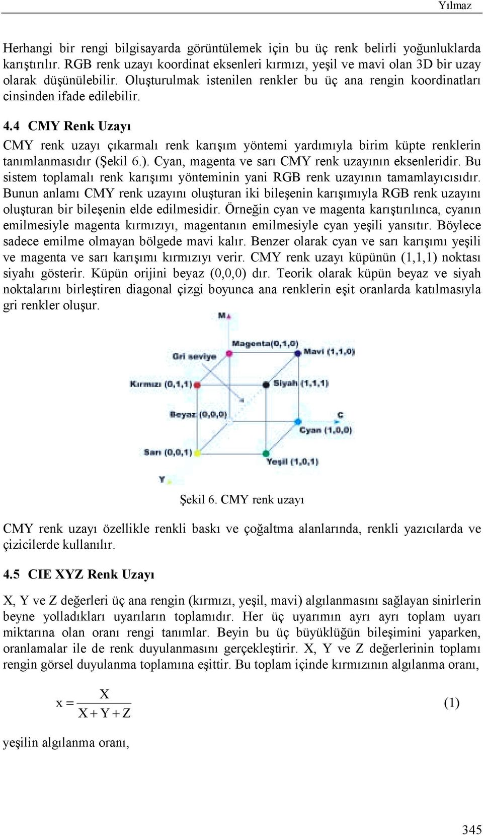 Cn, mgent ve srõ CM renk uõnõn eksenleridir. u sistem toplmlõ renk krõşõmõ önteminin ni renk uõnõn tmmlõcõsõdõr.