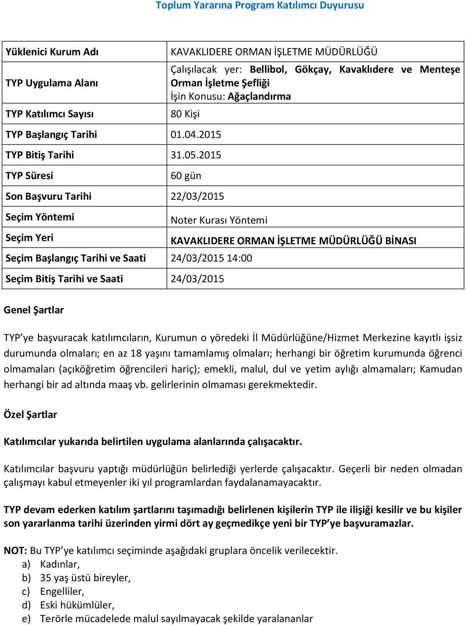 İşletme Şefliği 80 Kişi Seçim Başlangıç Tarihi ve