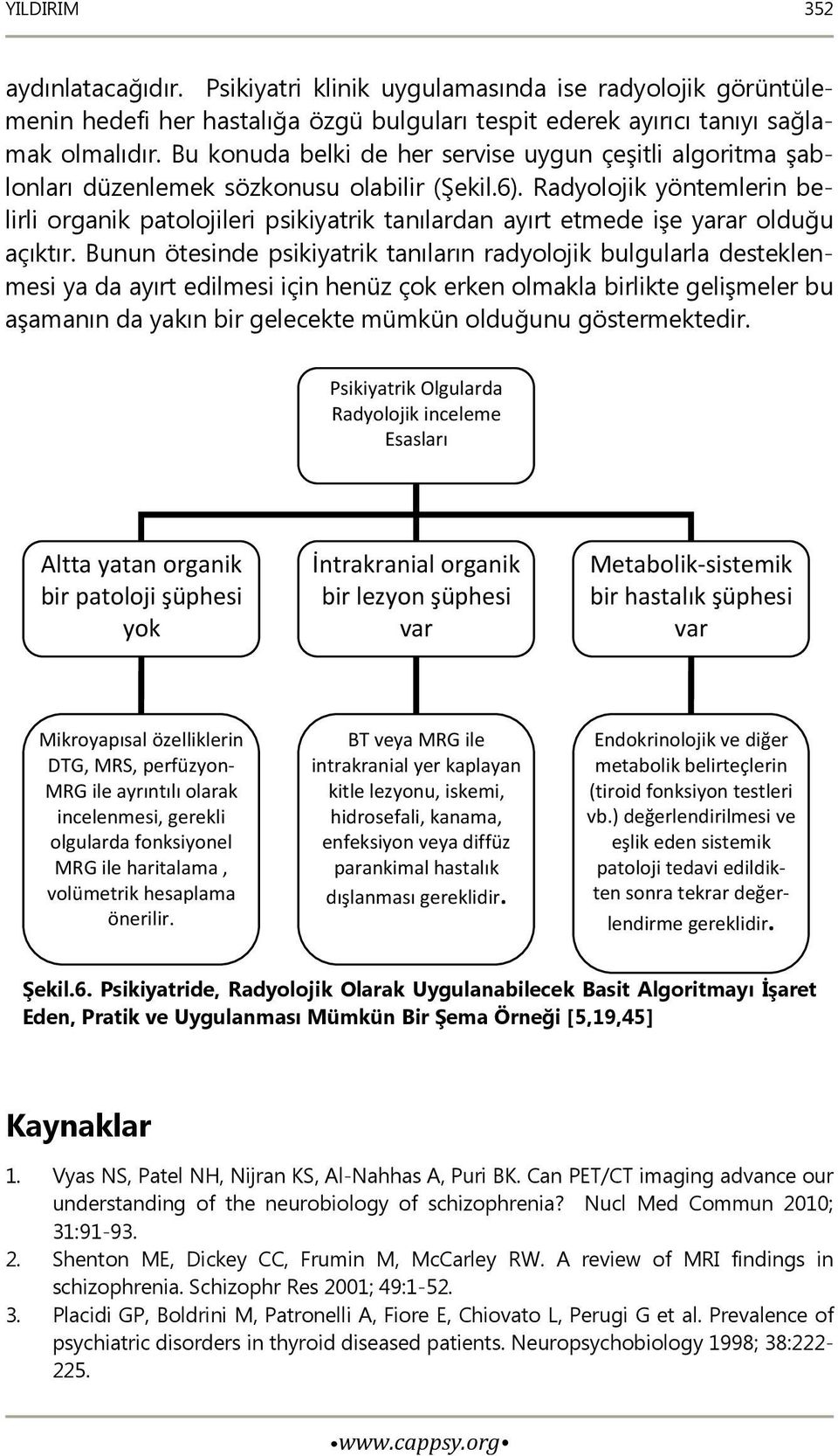 Radyolojik yöntemlerin belirli organik patolojileri psikiyatrik tanılardan ayırt etmede işe yarar olduğu açıktır.