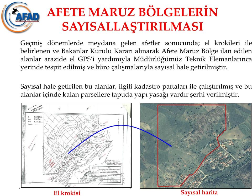 Elemanlarınca yerinde tespit edilmiş ve büro çalışmalarıyla sayısal hale getirilmiştir.