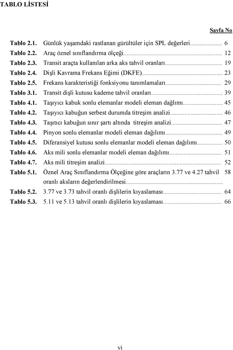 .. 39 Tablo 4.1. Taşıyıcı kabuk sonlu elemanlar modeli eleman dağlımı... 45 Tablo 4.2. Taşıyıcı kabuğun serbest durumda titreşim analizi... 46 Tablo 4.3. Taşıtıcı kabuğun sınır şartı altında titreşim analizi.