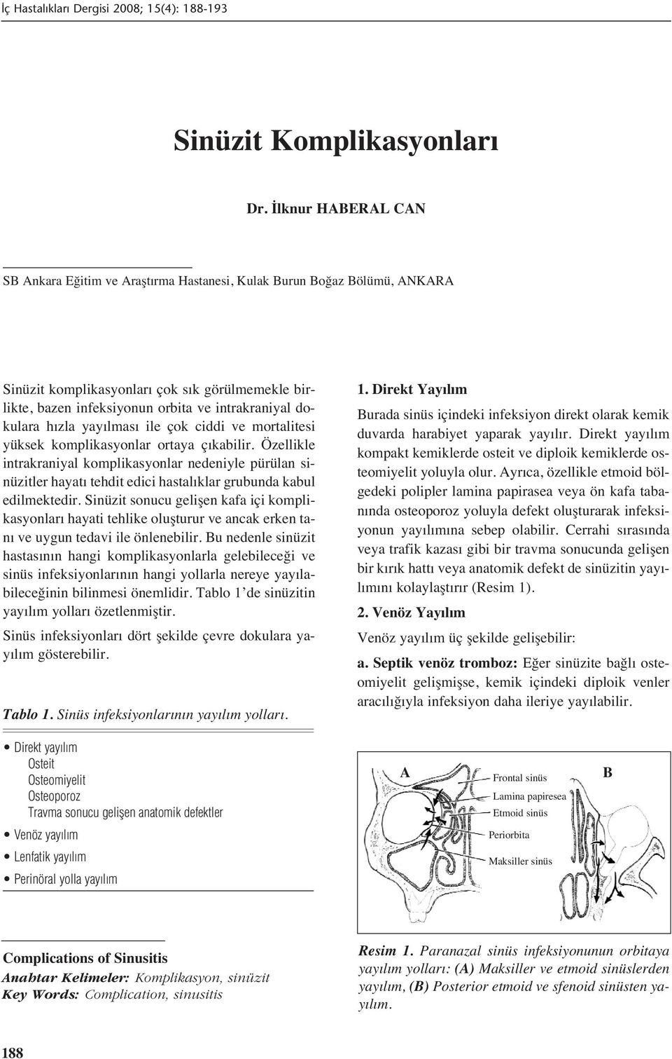 h zla yay lmas ile çok ciddi ve mortalitesi yüksek komplikasyonlar ortaya ç kabilir.