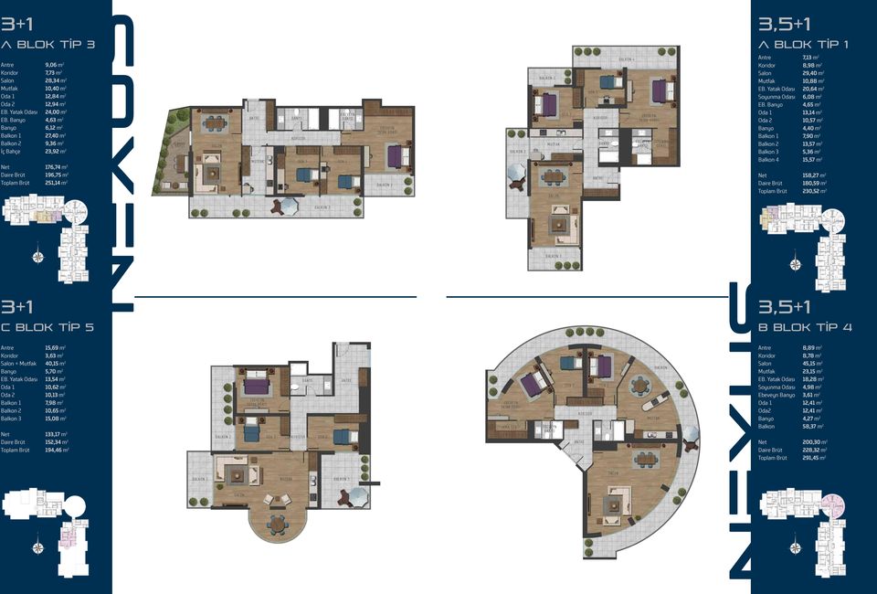 Banyo 4,63 m 2 1 Oda 1 13,14 m 2 Oda 2 10,57 m 2 Banyo 6,12 m 2 Balkon 1 27,40 m 2 Balkon 2 9,36 m 2 İç Bahçe 23,92 m 2 İÇ BAHÇE 2 SOYUNMA SI Banyo 4,40 m 2 Balkon 1 7,90 m 2 Balkon 2 13,57 m 2