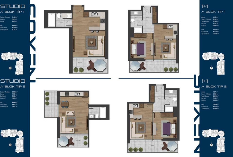 Salon + Mutfak 24,36 m 2 Antre 7,37 m 2 Banyo 4,08 m 2 Salon + Mutfak 17,22 m 2 Balkon 1 8,15 m 2 Balkon 2 6,87 m 2 Yatak Odası 12,43 m 2